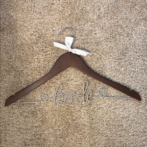 Wooden Bride Hanger with Silver Wire